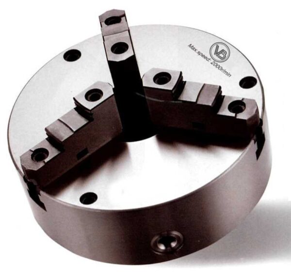 Placa universal com 03 castanhas reversiveis de 200mm com furação frontal