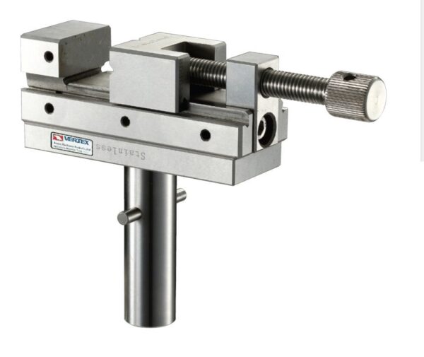 Morsa para fixar haste porta eletrôdo com abertura de 50mm em aço inox