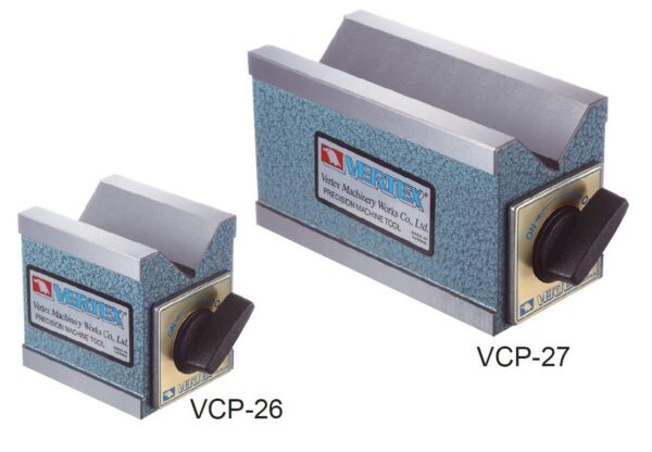 Disposit. porta peças em "V" c/ magnetico incorporado de 125 x 60 x   73mm(h) - força de 35kgs.