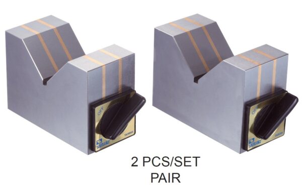 Disposit. porta peças em "V" c/ magnet. em par de 110 x 45 x 74mm(h) - força de 17kgs. (GVH40)
