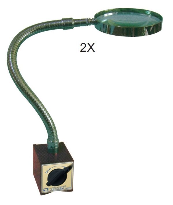 Base magnética com lente de aumento de 2x - força de 80Kgf.