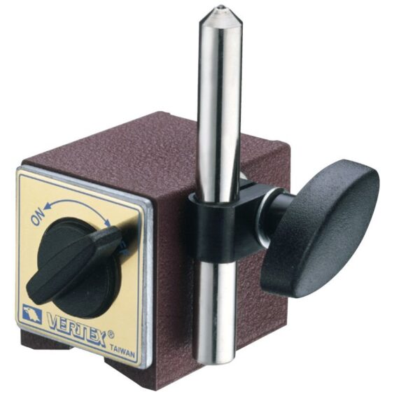 Base magnética simples de 60 x 50 x 55mm(h) c/ furo de 12mm - força de 80Kgf.